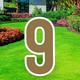 Gold Number (9) Corrugated Plastic Yard Sign, 30in